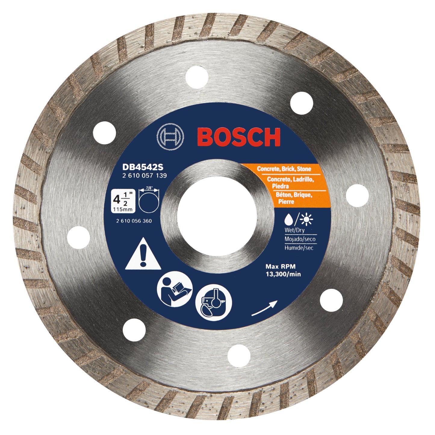 BOSCH DB4542S 4-1/2 In. Standard Turbo Rim Diamond Blade for Smooth Cuts