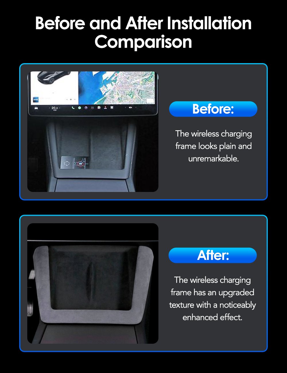 Center Console Wireless Charger Cover Trim for Model 3 Highland & Model Y Juniper