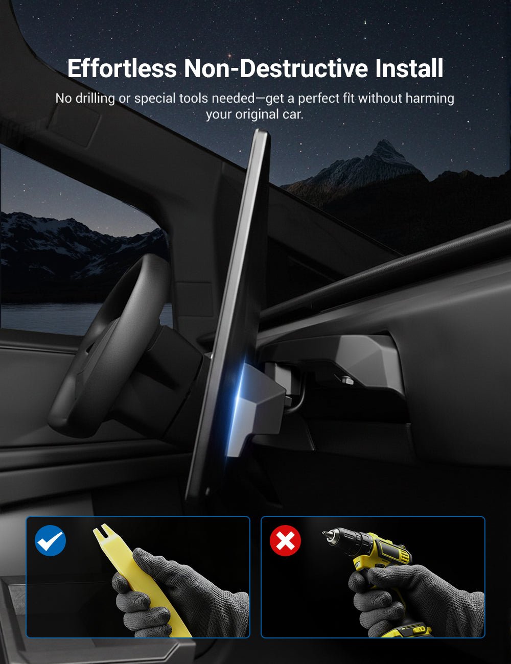 Center Screen Swivel Rotating Mount Kit for Cybertruck | TESERY