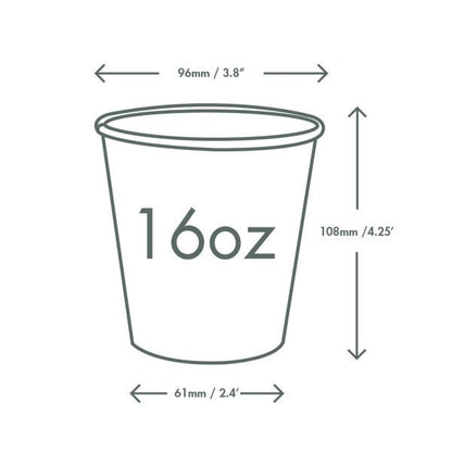 Vegware 16oz PLA-lined paper cold cup, 96-Series (QTY:1000)