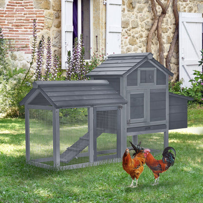 Chicken Coop Kit 59 Outdoor Solid Wood Enclosed House Ventilation Gray