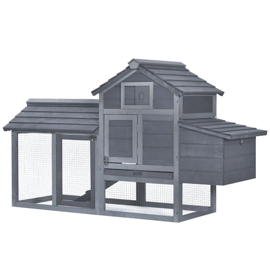 Chicken Coop Kit 59 Outdoor Solid Wood Enclosed House Ventilation Gray