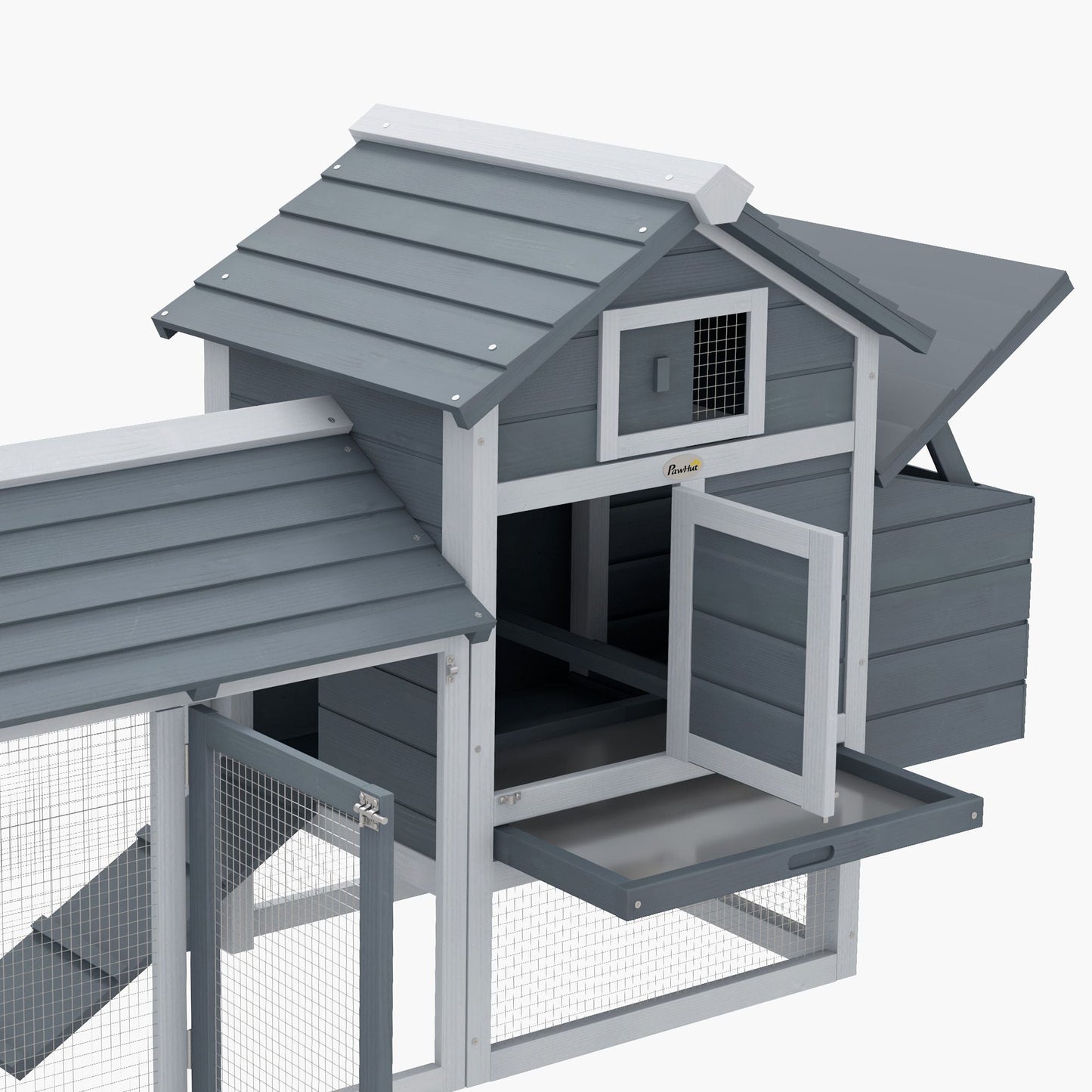 Chicken Coop Kit 59 Outdoor Solid Wood Enclosed House Ventilation Gray