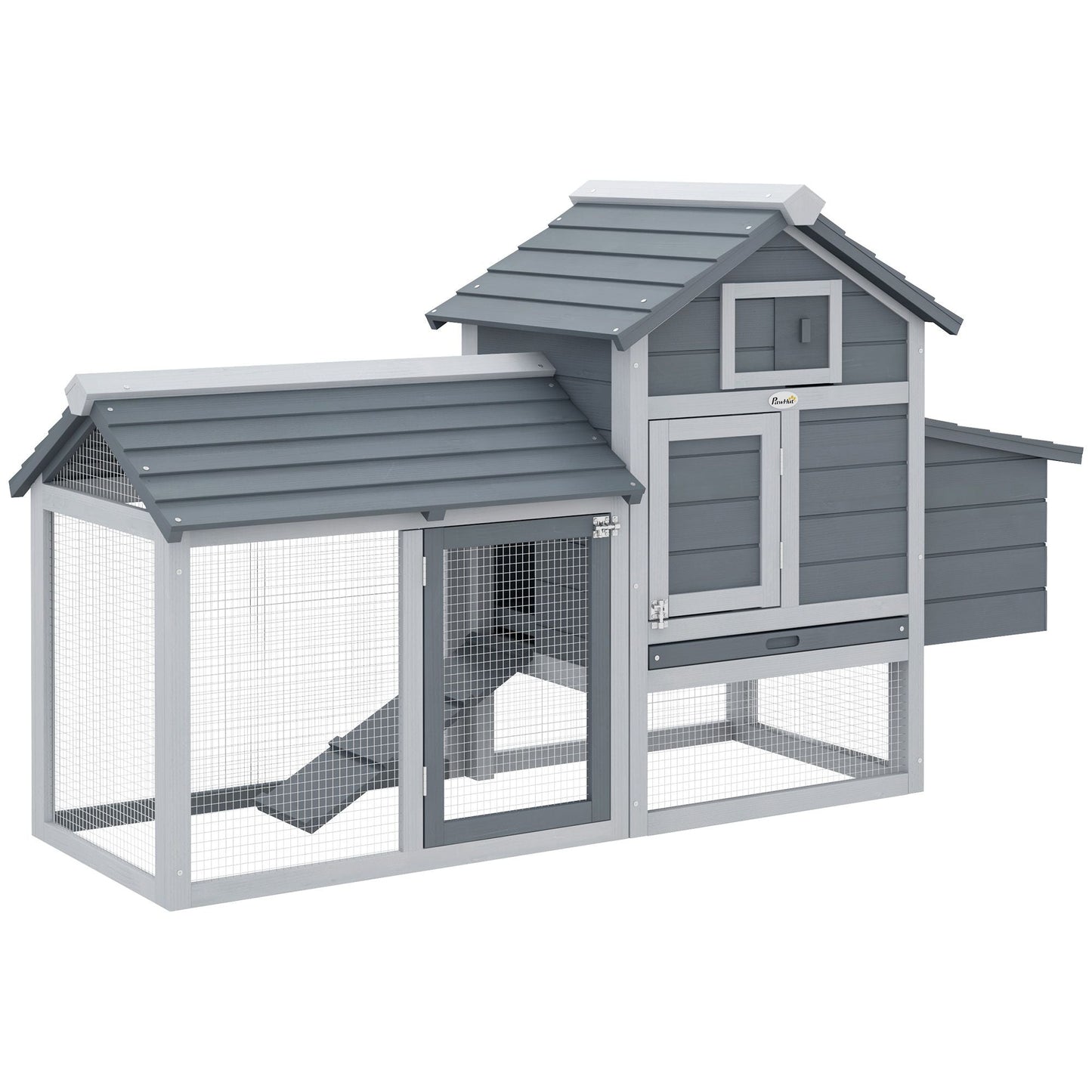 Chicken Coop Kit 59 Outdoor Solid Wood Enclosed House Ventilation Gray