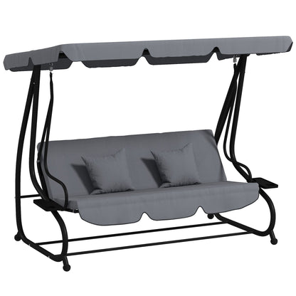 Swing Bench Free Standing Porch with Adjustable Canopy Cushion and Pillows