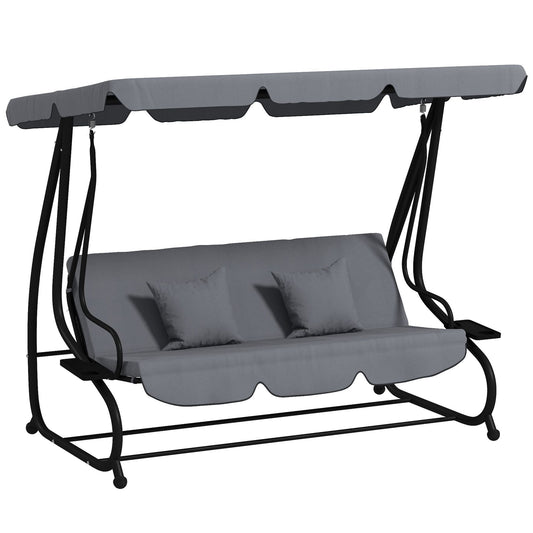 Swing Bench Free Standing Porch with Adjustable Canopy Cushion and Pillows