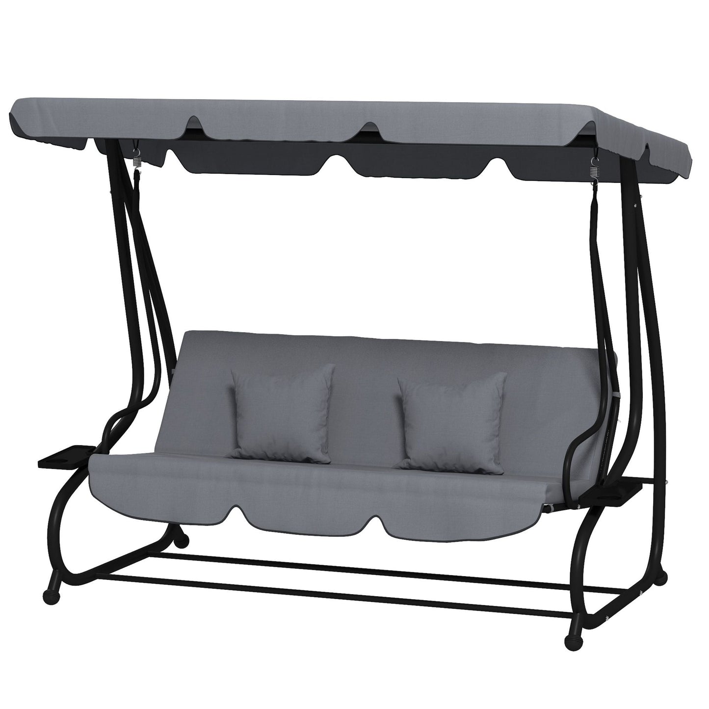 Swing Bench Free Standing Porch with Adjustable Canopy Cushion and Pillows