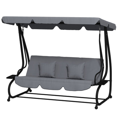 Swing Bench Free Standing Porch with Adjustable Canopy Cushion and Pillows