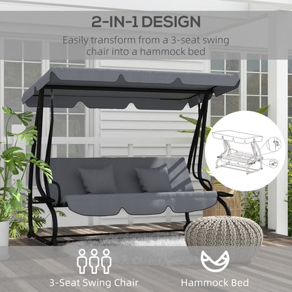 Swing Bench Free Standing Porch with Adjustable Canopy Cushion and Pillows