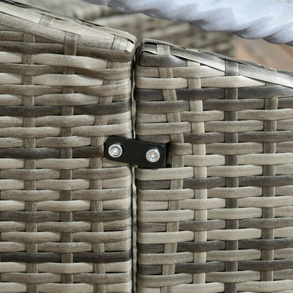 Rattan Daybed with Canopy, Convertible Sectional, Light Grey for Outdoor Use