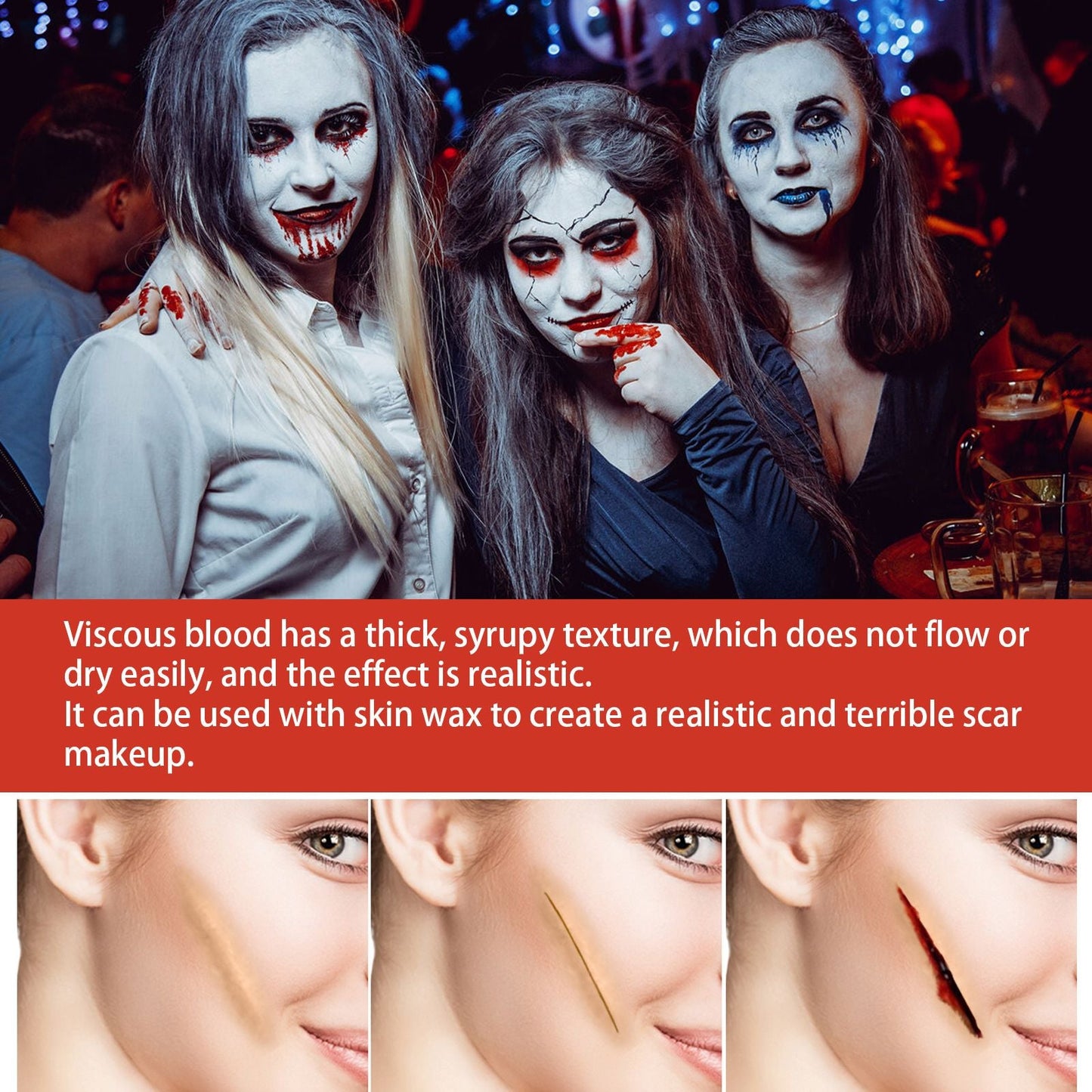 EELHOE Halloween Fake Blood Makeup Set, y Atmosphere Realistic Skin Wax Fake Blood Special Effects Makeup Set