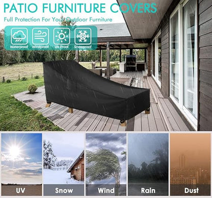 WLEAFJ Patio Chaise Lounge Cover Waterproof, Heavy Duty Outdoor Lounge Chair Covers,