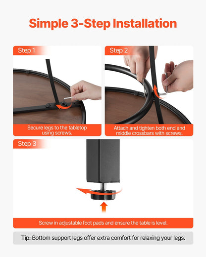 VEVOR Outdoor Round Bar Table, 23.7 in Counter Bar Height Bistro Table, Patio Dining Tables with Easy-to-Clean Top & Sturdy Metal Frame, Indoor High Top Pub Tables for Small Places, Kitchen