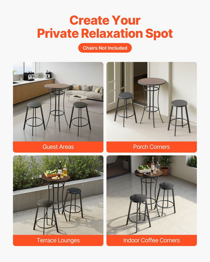 VEVOR Outdoor Round Bar Table, 23.7 in Counter Bar Height Bistro Table, Patio Dining Tables with Easy-to-Clean Top & Sturdy Metal Frame, Indoor High Top Pub Tables for Small Places, Kitchen