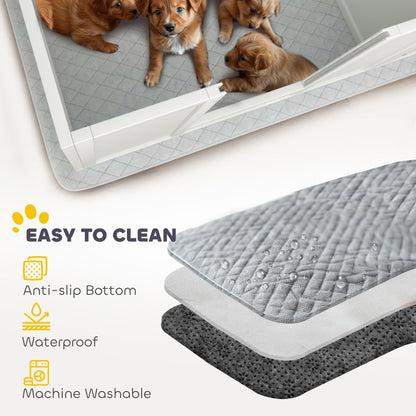 PawHut Whelping Box for Dogs and Puppies, Dog Whelping Box with Waterproof Pee Pad, Adjustable Height Door, for Large Dogs Indoor Use, 49" x 47" x 19"
