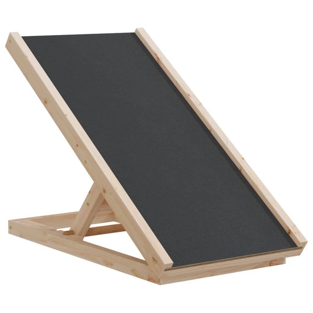 Dog Ramp Grey Solid Fir Wood, Polyester 27.6 x 13.8 in Foldable