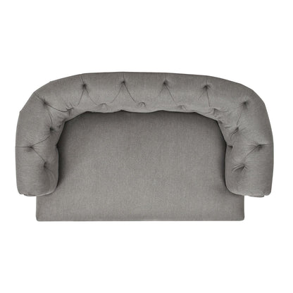 Kiki 36.5" Chesterfield Dog Sofa Bed, Medium, Uptown Gray Stain Resistant High Performance Polyester