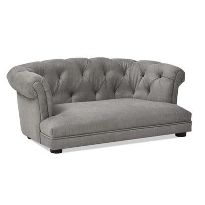 Kiki 36.5" Chesterfield Dog Sofa Bed, Medium, Uptown Gray Stain Resistant High Performance Polyester