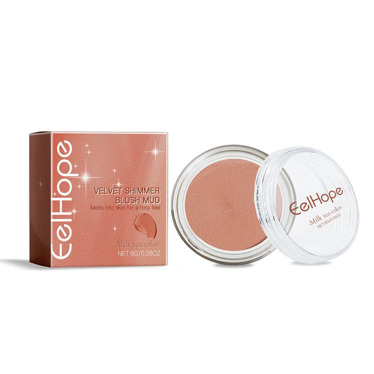 Eelhope (Milk tea color)Velvet Fine Flash Blush Clay Series, Natural Light And Light Color Red Makeup Cheeks Fine Flash Blush Cla