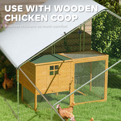 Large Chicken Coop with Waterproof and Anti-UV Cover, Spire Shaped for Outdoor and Yard Farm Use, 9.8' x 32.8' x 6.4'