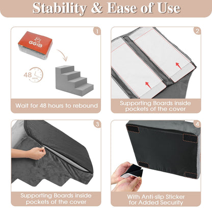 Dog Stairs For High Beds And Sofas - Pet Stairs For Older Dogs And Cats With Removable, Washable Covers And Non-slip Bottoms