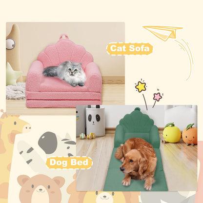 Shell-Shaped Convertible Dog Bed Sofa (22.8"x18.8"x15.7"): 2-in-1 Pet Bed & Couch With Machine-Washable Cover, Stylish Colors For Small/Medium/Large Dogs & Cats