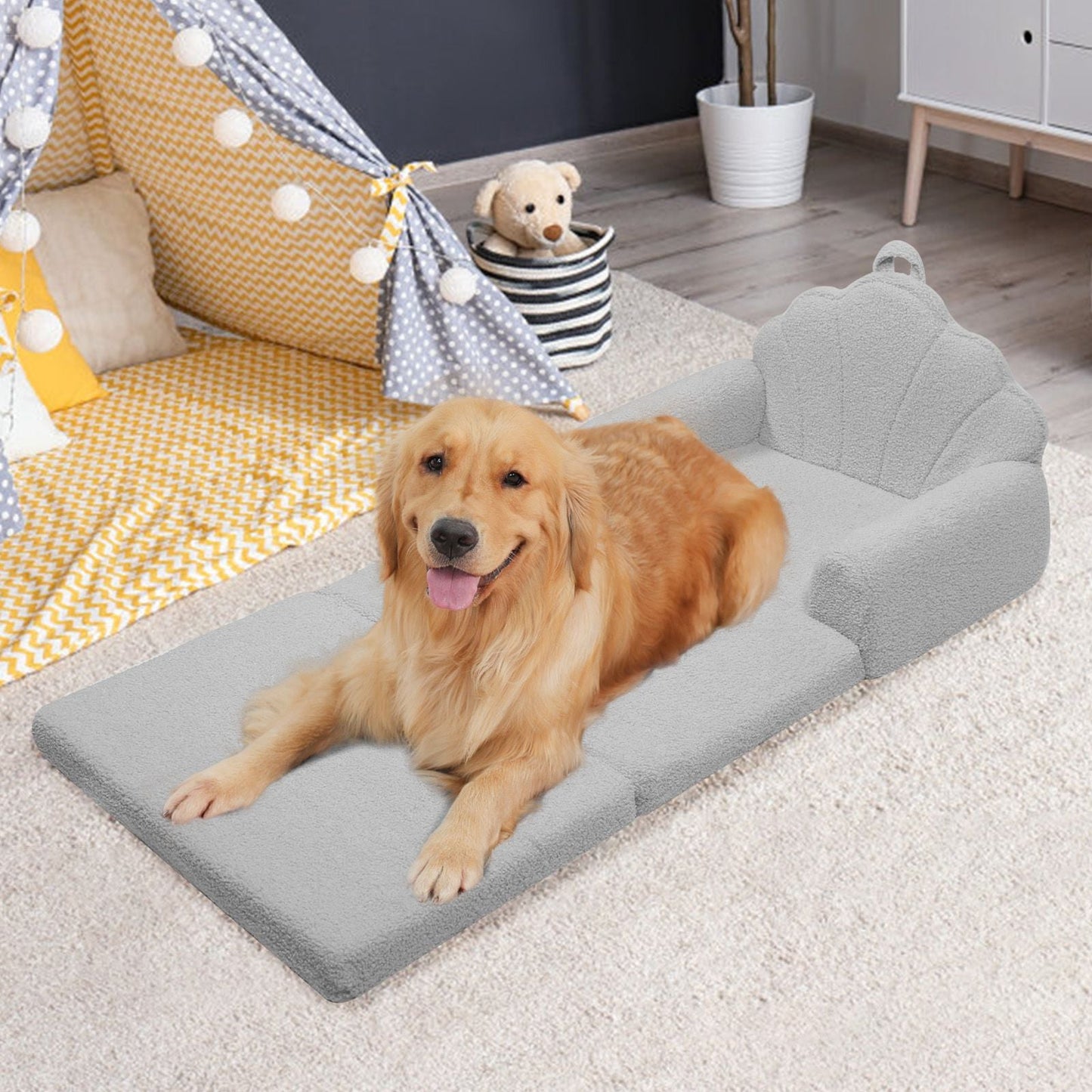 Shell-Shaped Convertible Dog Bed Sofa (22.8"x18.8"x15.7"): 2-in-1 Pet Bed & Couch With Machine-Washable Cover, Stylish Colors For Small/Medium/Large Dogs & Cats