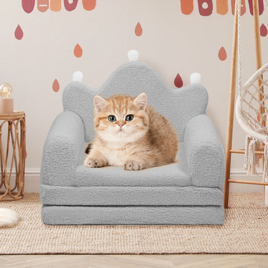 Tiara-Shaped Convertible Dog Bed And Sofa - 22.8"×18.8"×15.7" - 2-in-1 Luxurious Pet Bed With Plush Cushion And Machine-Washable Cover, Stylish Colors For Small/Medium/Large Dogs Or Cat