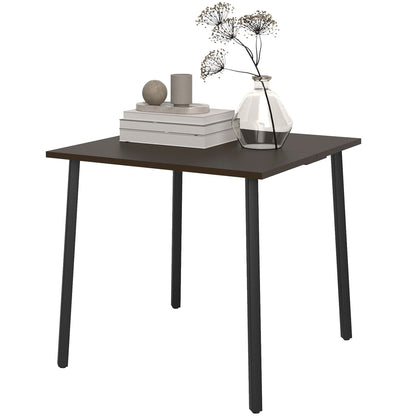 Patio Dining Table with Umbrella Hole for 4 People, Aluminium Legs, for Backyard Lawn Balcony, 31.5" x 31.5", Brown