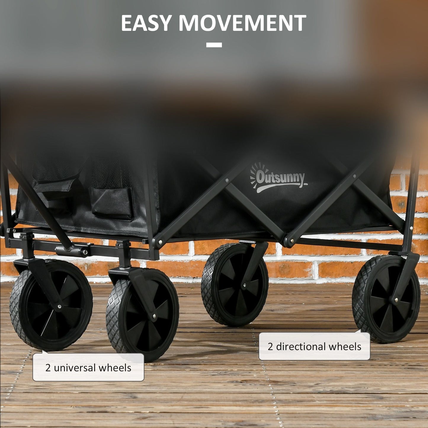 Steel Frame Folding Garden Cart, Collapsible Wagon Cart with Removable Canopy, Telescopic Handle and Carrying Bag