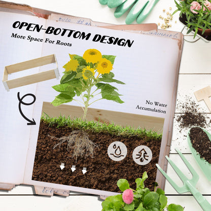 Raised Garden Bed, Foldable Wooden Planters for Outdoor Vegetables, Flowers, Herbs, Plants, Easy Assembly