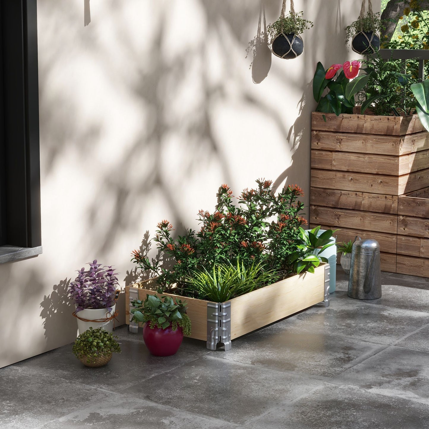 Raised Garden Bed, Foldable Wooden Planters for Outdoor Vegetables, Flowers, Herbs, Plants, Easy Assembly