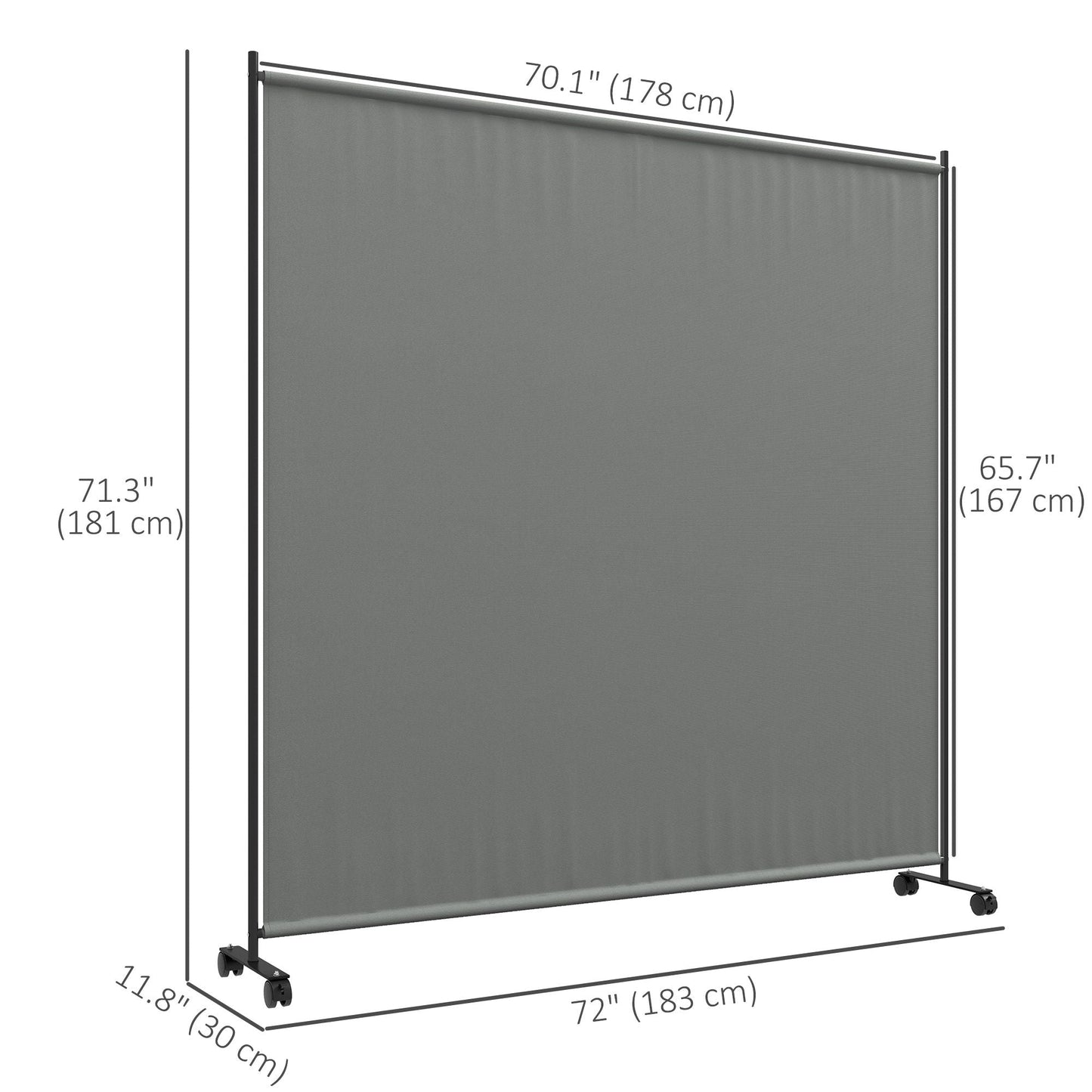 Outdoor Room Divider with Castor Wheels, Rolling Privacy Screen for Patio Backyard Pool Hot Tub, 6ft Tall