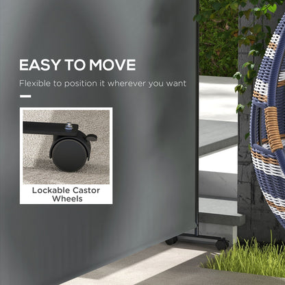 Outdoor Room Divider with Castor Wheels, Rolling Privacy Screen for Patio Backyard Pool Hot Tub, 6ft Tall