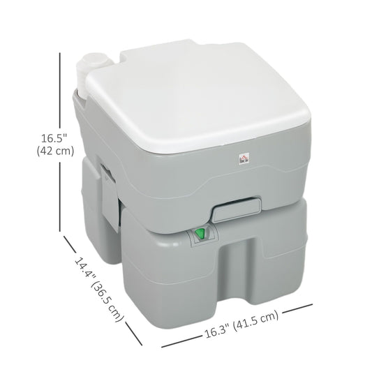 HOMCOM Outdoor Portable Travel Toilet Flushable Tank with Level Indicator 3 Way Pistol for Camping Boating Roadtripping 5.3 Gallon (20L)
