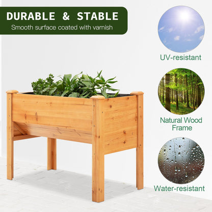 Wooden Raised Garden Plant Stand Outdoor Tall Flower Bed Box with Hooks, 48" x 24" x 32", Nature Wood