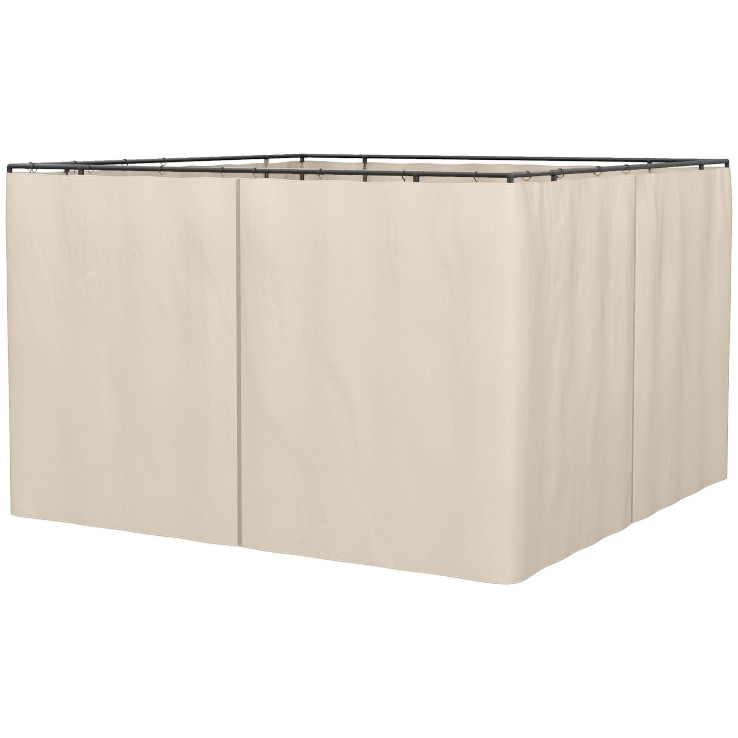 10' x 10' Universal Gazebo Sidewall Set with 4 Panels, Hooks/C-Rings Included for Pergolas & Cabanas, Beige