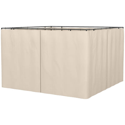 10' x 10' Universal Gazebo Sidewall Set with 4 Panels, Hooks/C-Rings Included for Pergolas & Cabanas, Beige