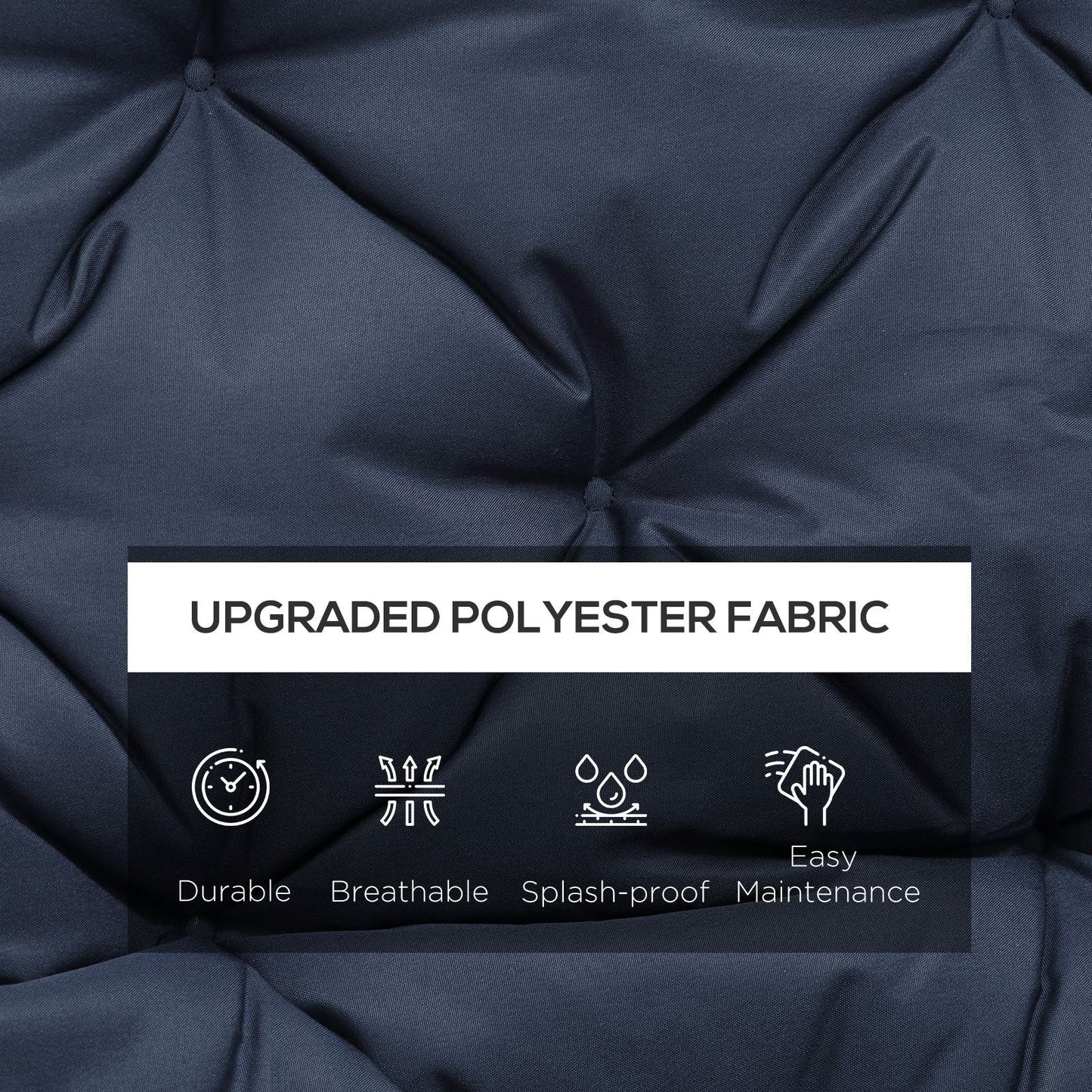 Porch Swing Cushion Garden Bench Cushion with Backrest, Non-Slip 3-Seater Thick Pad, Swing Chair Mat Replacement for Indoor and Outdoor, 59.1" x 38.6", Dark Blue