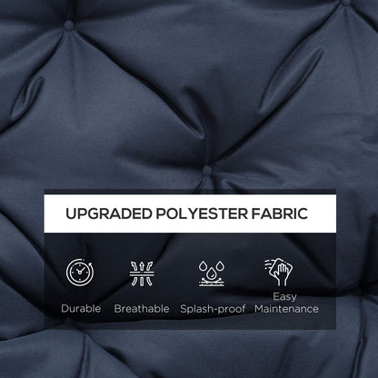 Porch Swing Cushion Garden Bench Cushion with Backrest, Non-Slip 3-Seater Thick Pad, Swing Chair Mat Replacement for Indoor and Outdoor, 59.1" x 38.6", Dark Blue