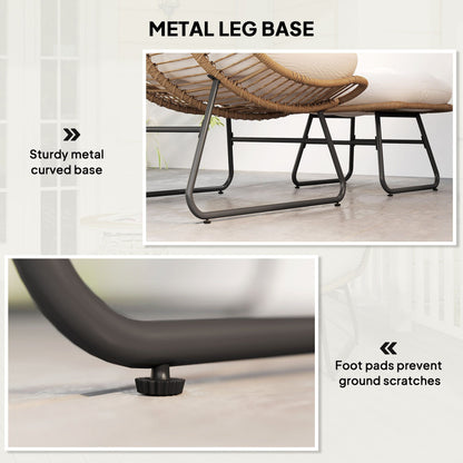 Rattan Chair w/ Stool, Cushion, Adjustable Foot Pads, Natural