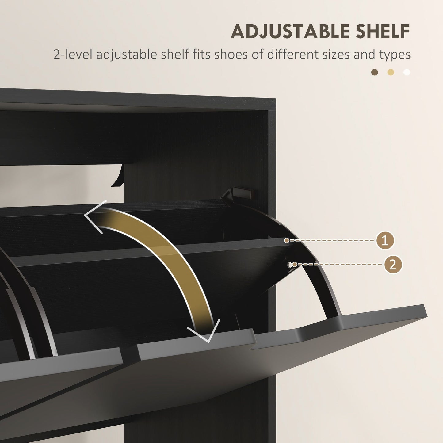 Shoe Storage Cabinet with 4 Flip Drawers and Adjustable Shelf, Shoe Cabinet for 8-16 Pairs of Shoes, Black