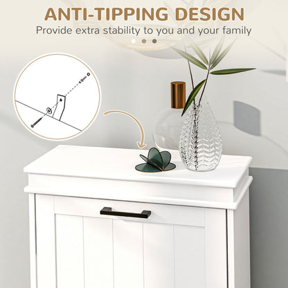 Shoe Storage Cabinet with 2 Flip Drawers and Adjustable Shelves, Narrow Shoe Cabinet for 10 Pairs of Shoes, White