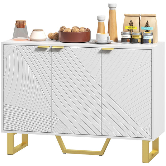 Sideboard Buffet Cabinet with Adjustable Shelves, Living Room Cabinet, TV Cabinet for 50 Inch TV, White