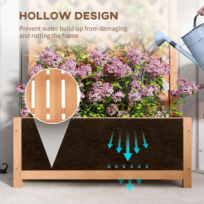 Wood Planter with Trellis for Vine Climbing, Raised Garden Bed to Grow Vegetables for Backyard, 30" x 14" x 67", Brown