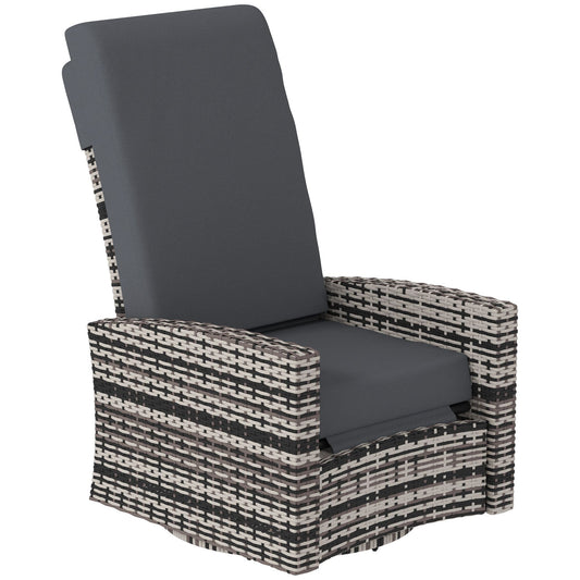 Outdoor Rattan Wicker Lounge Chair with Footrest & Soft Cushion for Patio, Garden, Backyard, Grey