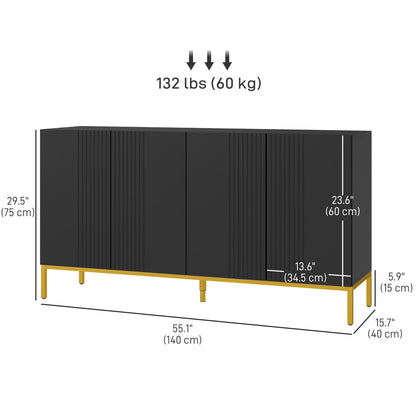 Sideboard Storage Cabinet with Adjustable Shelves, Soft-Close Doors, Kitchen Buffet Cabinet for Dining Room, Black