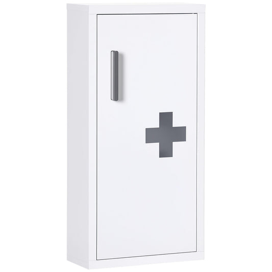 Wall Mount Medicine Cabinet Bathroom Cabinet with 2 Shelves, Steel Frame and Magnetic Door, White
