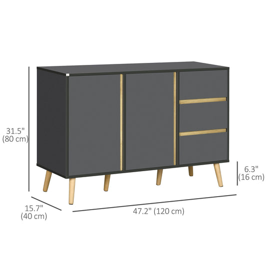 Sideboard Buffet Cabinet with Adjustable Shelves - Dark Grey