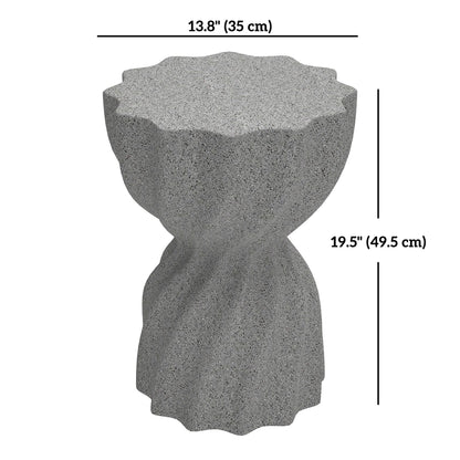 Spiral Decorative Garden Stool, Flower Top Outdoor Stool Side Table Plant Stand Footstool for Indoor Outdoor, Grey